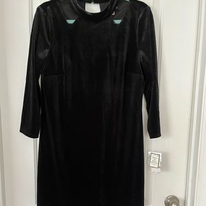 NWT NINE WEST Black Velour Dress, Size 12, lined